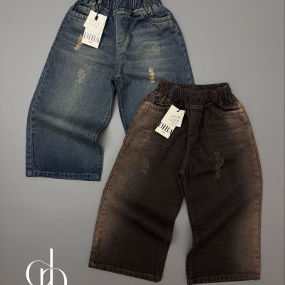شلوار جین نیم بگ ساده نقلی