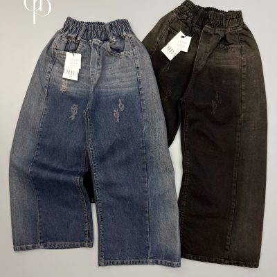 شلوار جین شافل ساده کمرکش