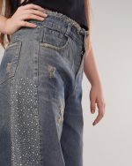 شلوار جین شافل نگین دار