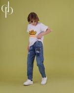 شلوار جین مام استایل تکه دوزی