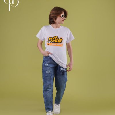 شلوار جین مام استایل تکه دوزی