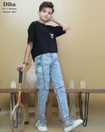 شلوار جین مام استایل تکه دوزی